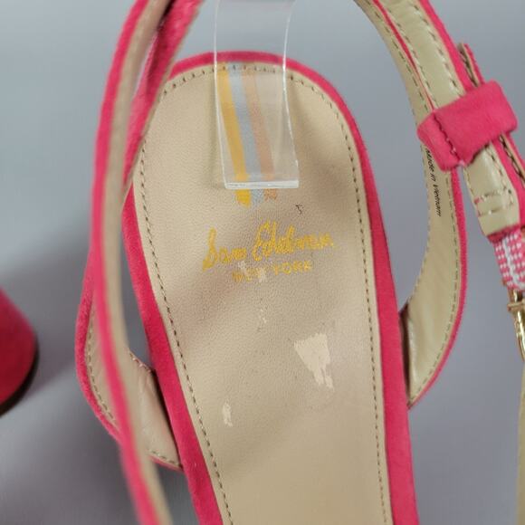 Sam Edelman Kia Slingback Dahlia Pink Suede Block Heel Sandal Size 9 - Picture 8 of 14
